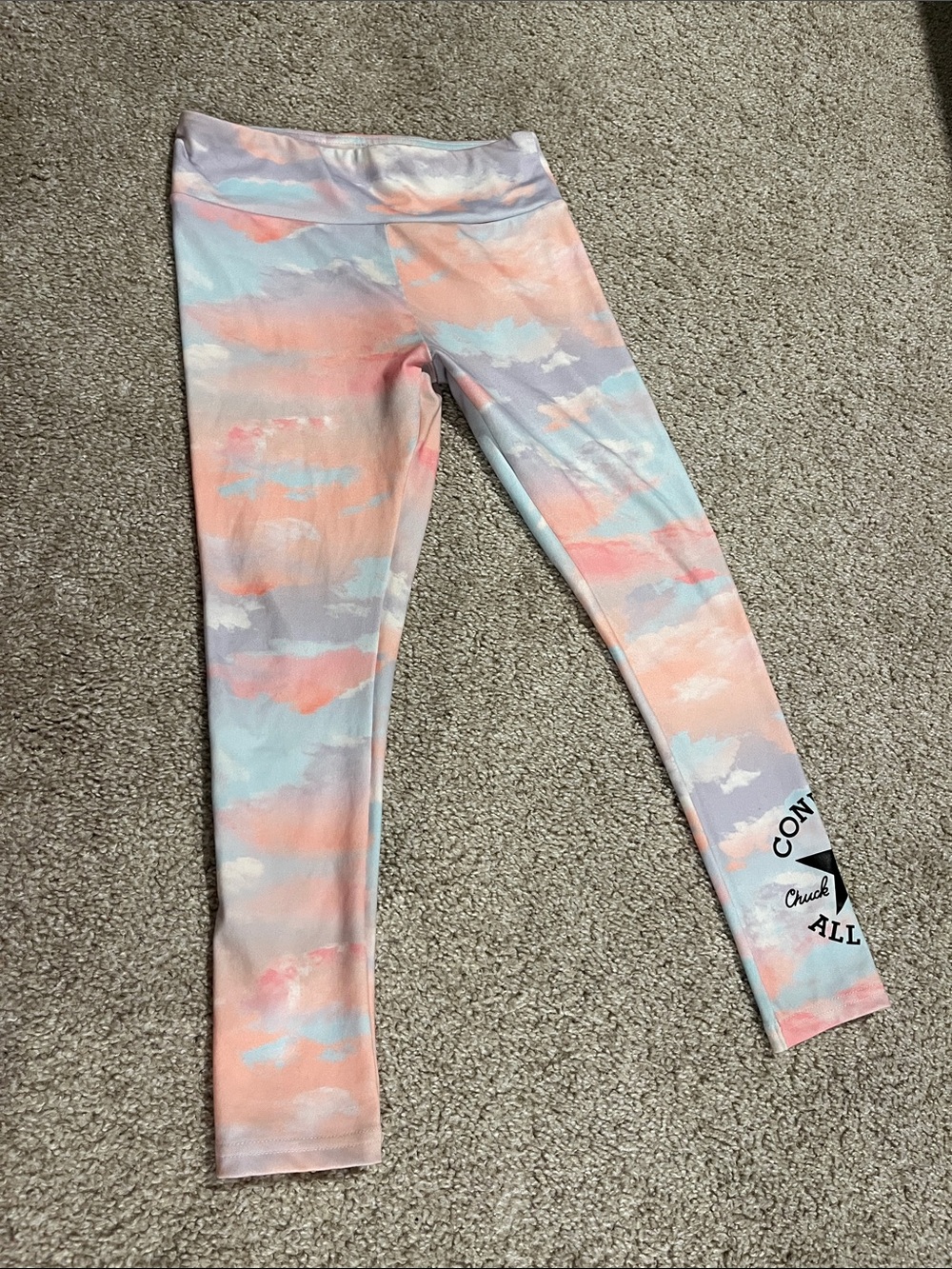 Converse girl's Pastel Cloud Print Leggings Size Small (8-10)